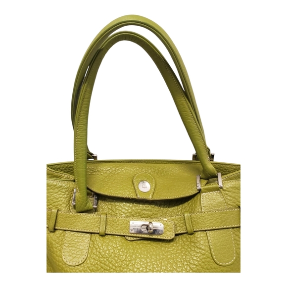 Groom Paris Green Pebbled Leather Shoulder Bag - Picture 2 of 16
